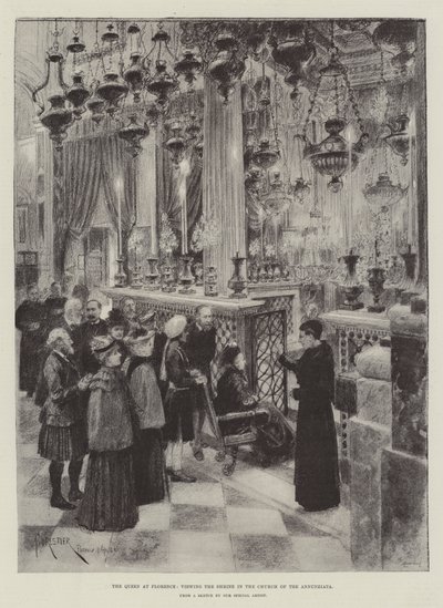 The Queen at Florence, viewing the Shrine in the Church of the Annunziata by Amedee Forestier